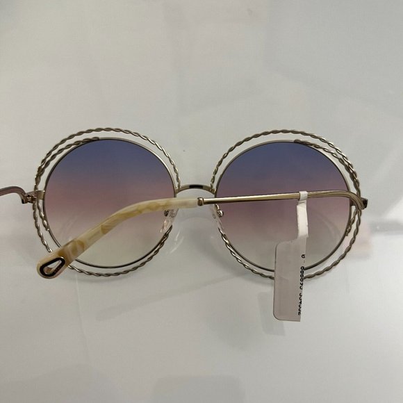 CHLOE CARLINA CHAIN 58mm Round Sunglasses MSRP$420 in Rainbow made in Italy main image 7